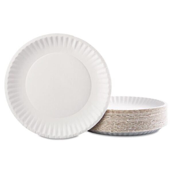 Paper Plates, 9" dia, White, 100/Pack, 12 Packs/Carton - Image 2