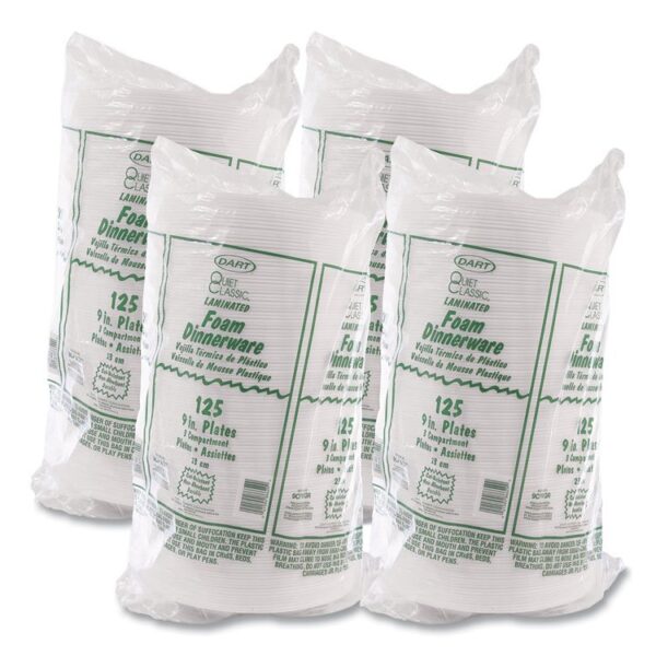 Concorde Foam Plate, 3-Compartment Plate, 9" dia, White, 125/Pack, 4 Packs/Carton - Image 2