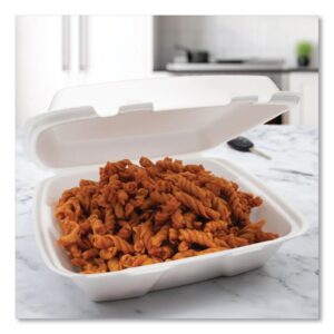 Foam Hinged Lid Containers, 9.01 x 9.4 x 3.1, White, 200/Carton