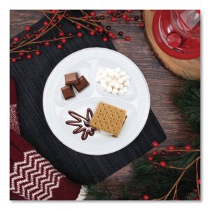 Concorde Foam Plate, 3-Compartment Plate, 9" dia, White, 125/Pack, 4 Packs/Carton