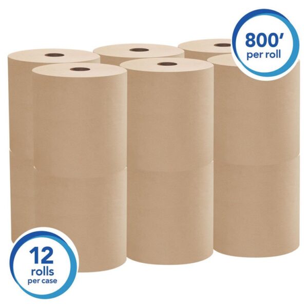 Essential Hard Roll Towels for Business, 1-Ply, 8" x 800 ft, 1.5" Core, Natural, 12 Rolls/Carton - Image 7