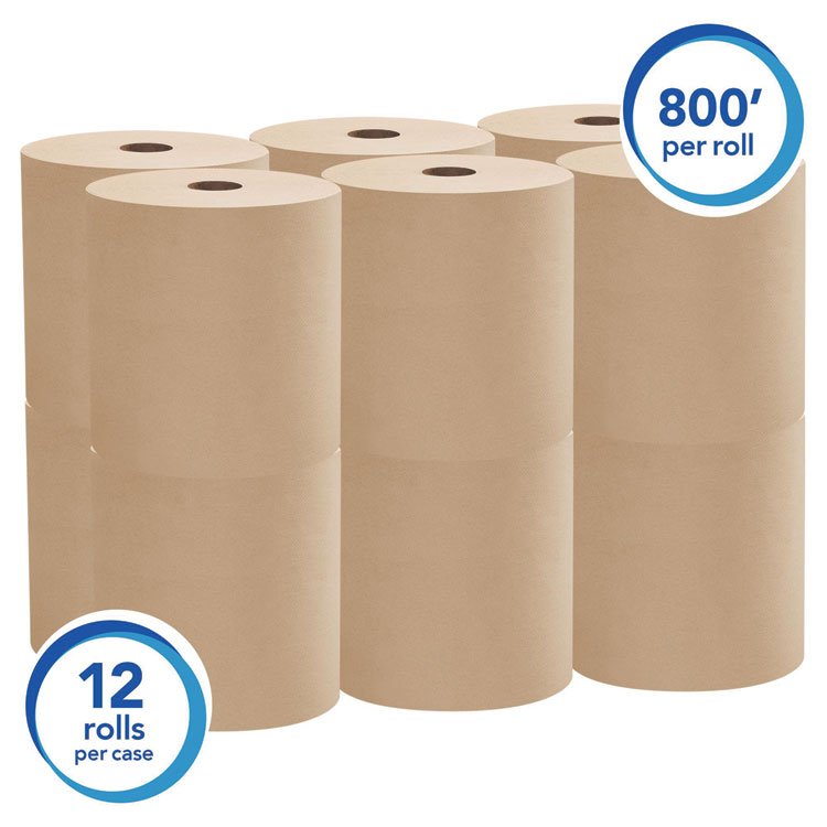 Essential Hard Roll Towels for Business, 1-Ply, 8" x 800 ft, 1.5" Core, Natural, 12 Rolls/Carton - Image 7