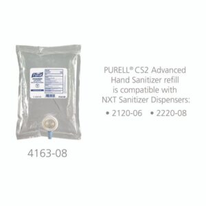 Advanced Hand Sanitizer Green Certified Gel Refill, For CS2 Dispensers, 1,000 mL, Fragrance-Free, 8/Carton