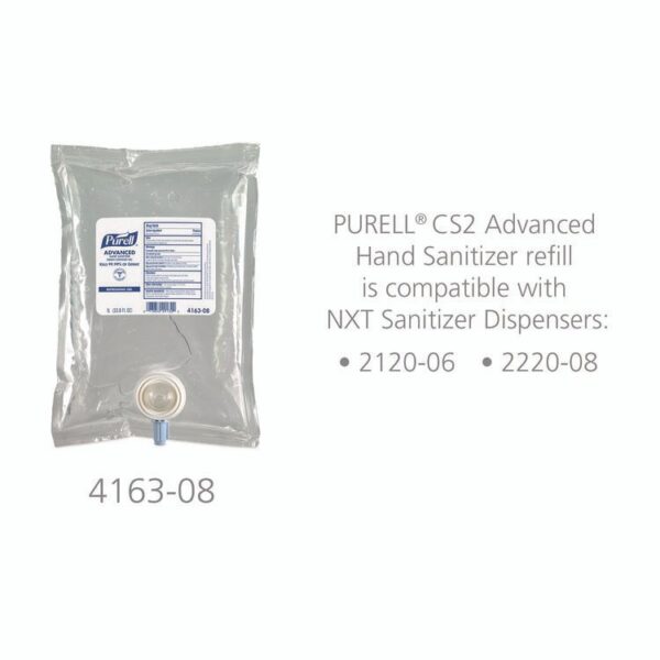 Advanced Hand Sanitizer Green Certified Gel Refill, For CS2 Dispensers, 1,000 mL, Fragrance-Free, 8/Carton - Image 4