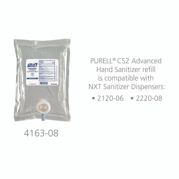 Advanced Hand Sanitizer Green Certified Gel Refill, For CS2 Dispensers, 1,000 mL, Fragrance-Free, 8/Carton - Image 4