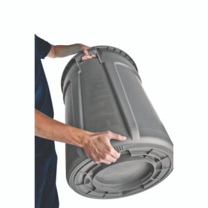 Vented Round Brute Container, 32 gal, Plastic, Gray