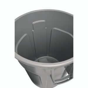 Vented Round Brute Container, 44 gal, Plastic, Gray