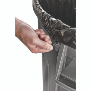 Vented Round Brute Container, 44 gal, Plastic, Gray