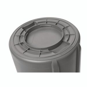 Vented Round Brute Container, 44 gal, Plastic, Gray