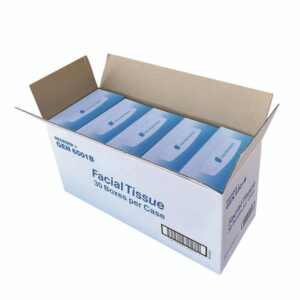 Facial Tissue, 2-Ply, White, Flat Box, 100 Sheets/Box, 30 Boxes/Carton