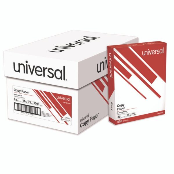 Copy Paper, 92 Bright, 20 lb Bond Weight, 8.5 x 11, White, 500 Sheets/Ream, 10 Reams/Carton, 40 Cartons/Pallet