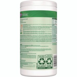 CloroxPro EcoClean Disinfecting Wipes, 1-Ply, 8 x 7, Unscented, White, 75 Count, 6/Carton