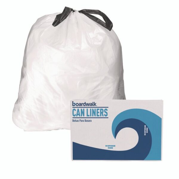 Drawstring Kitchen Bags, Drawstring, 13 gal, 24" x 28", White, 50 Bags/Roll, 2 Rolls/Carton - Image 5