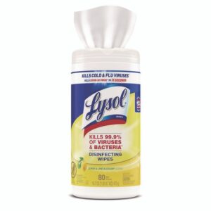 Disinfecting Wipes, 1-Ply, 7 x 7.25, Lemon and Lime Blossom, White, 80 Wipes/Canister, 6 Canisters/Carton