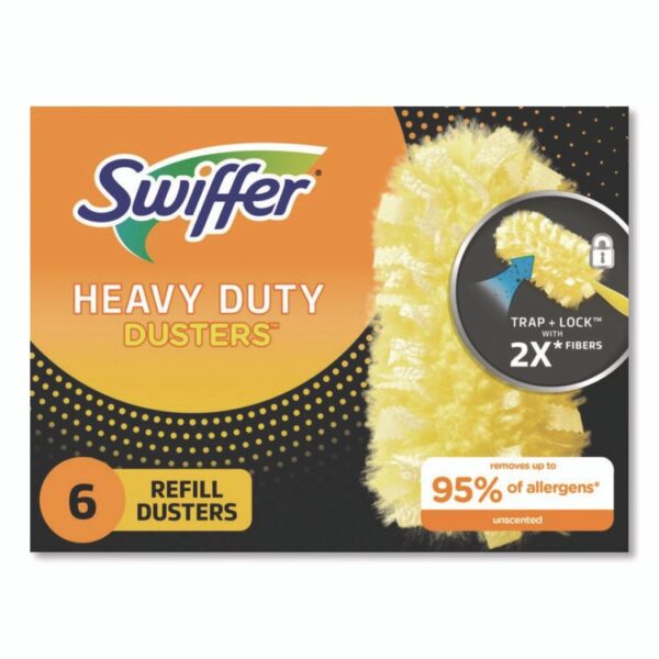 Heavy Duty Dusters Refill, Dust Lock Fiber, Yellow, 6/Box, 4 Boxes/Carton