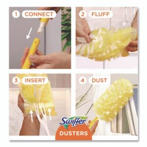 Heavy Duty Dusters Refill, Dust Lock Fiber, Yellow, 6/Box, 4 Boxes/Carton