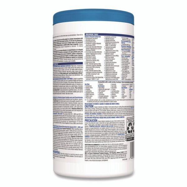 Bleach Germicidal Wipes, 1-Ply, 6 x 5, Unscented, White, 150/Canister, 6 Canisters/Carton - Image 4