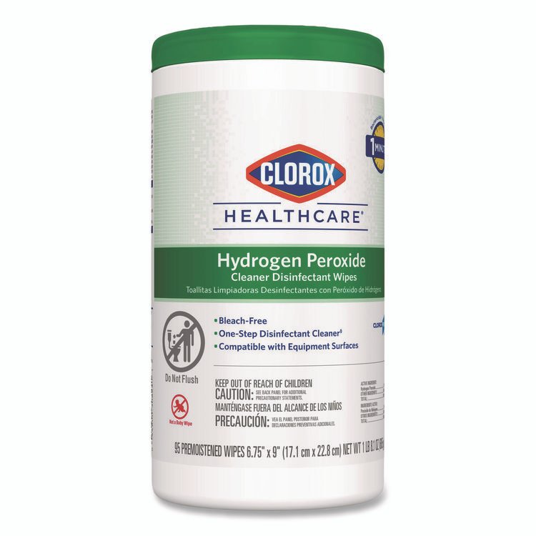 Hydrogen Peroxide Cleaner Disinfectant Wipes, 9 x 6.75, Unscented, White, 95/Canister, 6 Canisters/Carton - Image 3