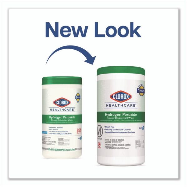 Hydrogen Peroxide Cleaner Disinfectant Wipes, 5.75 x 6.75, Unscented, White, 155/Canister, 6 Canisters/Carton