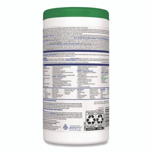 Hydrogen Peroxide Cleaner Disinfectant Wipes, 5.75 x 6.75, Unscented, White, 155/Canister, 6 Canisters/Carton - Image 4