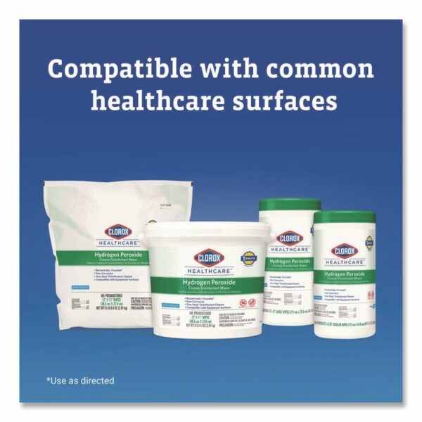 Hydrogen Peroxide Cleaner Disinfectant Wipes, 5.75 x 6.75, Unscented, White, 155/Canister, 6 Canisters/Carton - Image 9