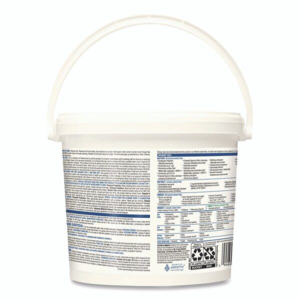 Hydrogen Peroxide Cleaner Disinfectant Wipes, 12 x 11, Unscented, White, 185/Bucket, 2 Buckets/Carton - Image 4