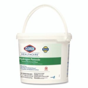 Hydrogen Peroxide Cleaner Disinfectant Wipes, 12 x 11, Unscented, White, 185/Bucket, 2 Buckets/Carton