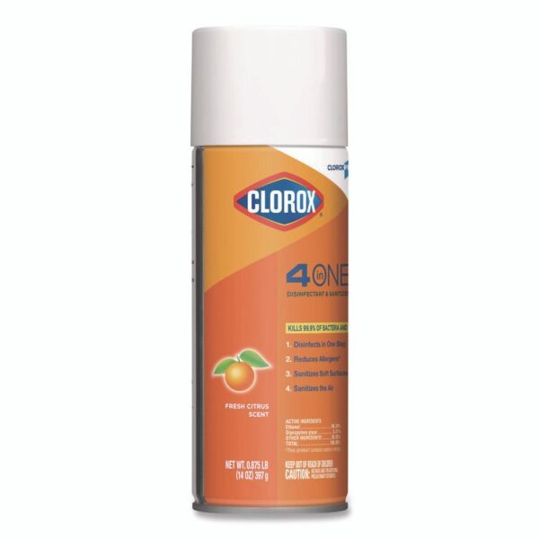 4-in-One Disinfectant and Sanitizer, Citrus, 14 oz Aerosol Spray, 12/Carton