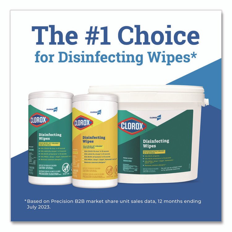 Disinfecting Wipes, 1-Ply, 7 x 8, Fresh Scent, White, 700/Bucket - Image 4