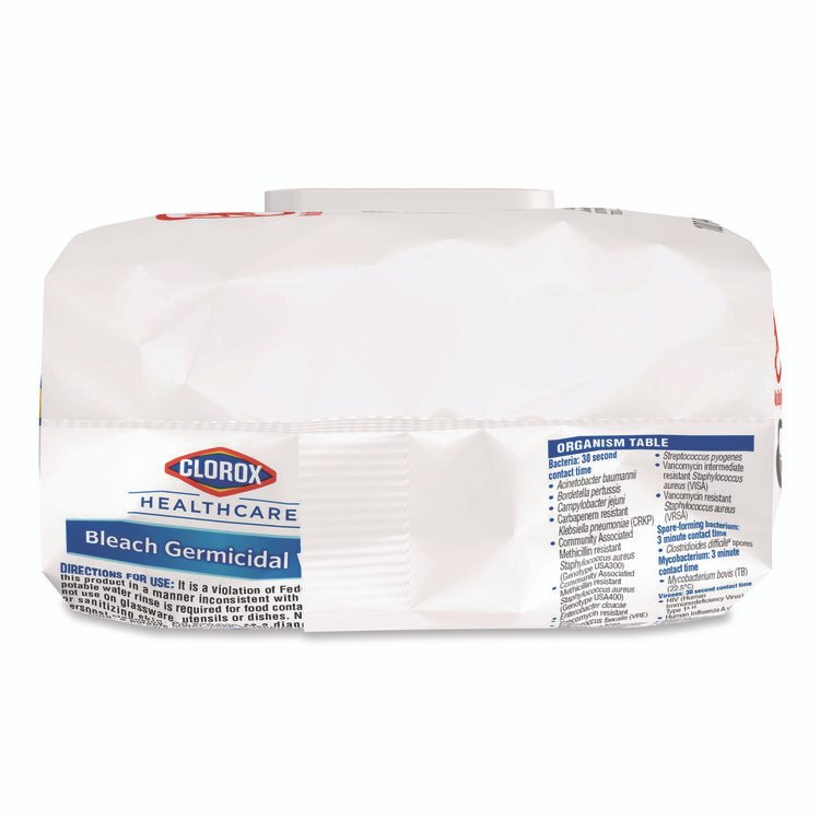 Bleach Germicidal Wipes, Disinfectant Wipes, 1-Ply, 6.75 x 9, Unscented, White, 100 Wipes/Flex-Pack, 6 Flex-Packs/Carton - Image 6
