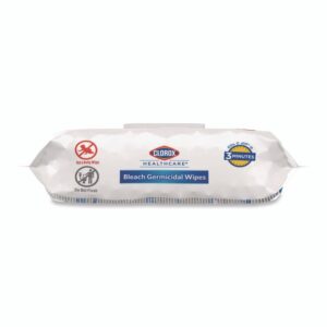 Bleach Germicidal Wipes, Disinfectant Wipes, 1-Ply, 6.75 x 9, Unscented, White, 100 Wipes/Flex-Pack, 6 Flex-Packs/Carton