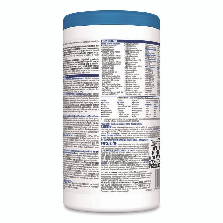 Bleach Germicidal Wipes, 1-Ply, 6.75 x 9, Unscented, White, 70/Canister, 6 Canisters/Carton - Image 4
