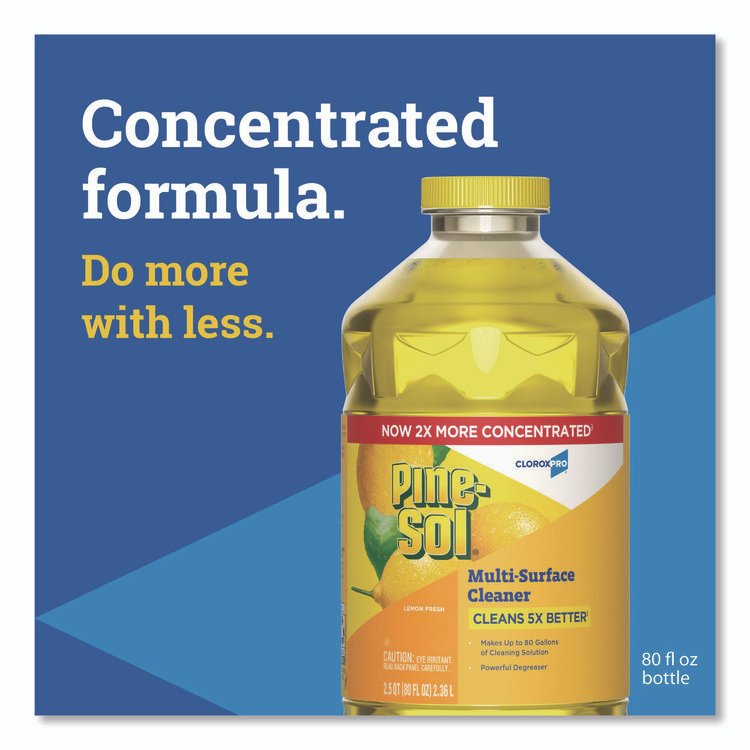 CloroxPro Multi-Surface Cleaner Concentrated, Lemon Fresh Scent, 80 oz Bottle, 3/Carton - Image 3