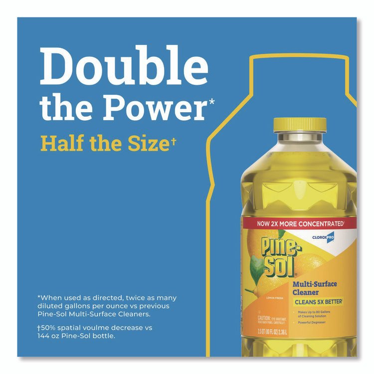 CloroxPro Multi-Surface Cleaner Concentrated, Lemon Fresh Scent, 80 oz Bottle, 3/Carton - Image 4