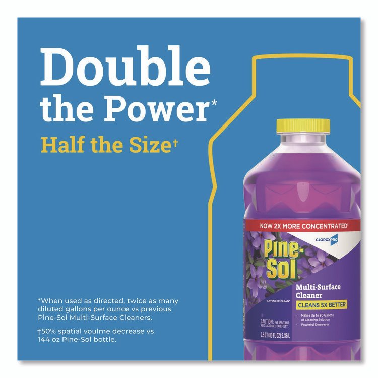 CloroxPro Multi-Surface Cleaner Concentrated, Lavender Clean Scent, 80 oz Bottle, 3/Carton - Image 4