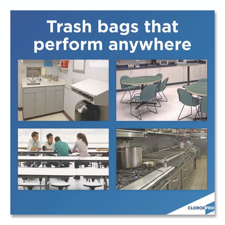 CloroxPro ForceFlex Tall Kitchen Drawstring Trash Bags, 13 gal, 23.75 x 24.88, Gray, 100/Box - Image 9