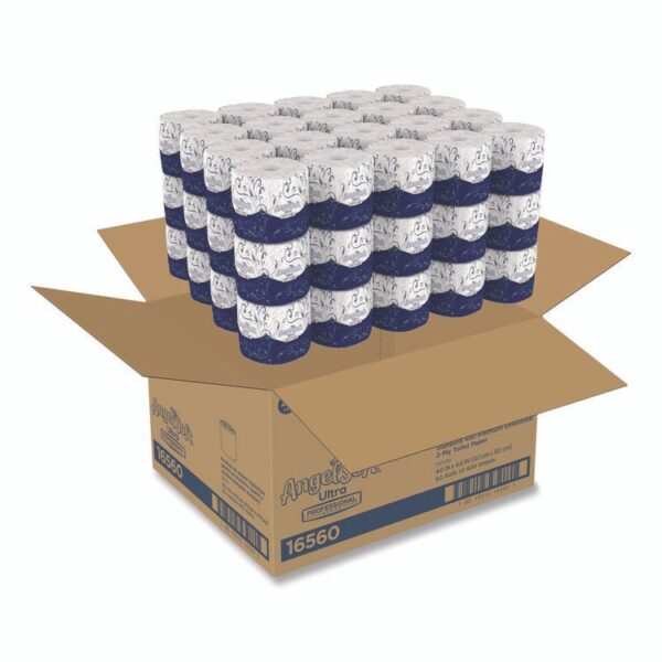 Angel Soft ps Ultra 2-Ply Premium Bathroom Tissue, Septic Safe, White, 400 Sheets/Roll, 60/Carton - Image 2