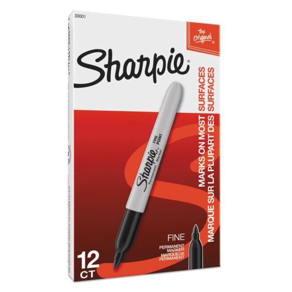 Fine Tip Permanent Marker, Fine Bullet Tip, Black, Dozen - Image 3