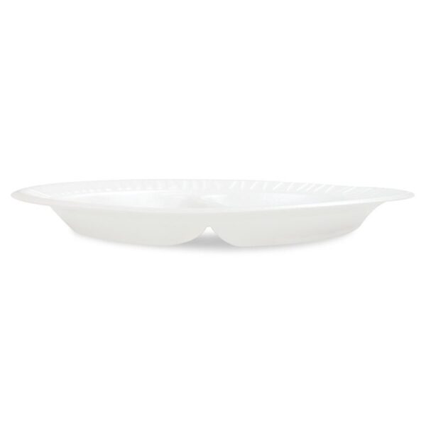 Concorde Foam Plate, 3-Compartment Plate, 9" dia, White, 125/Pack, 4 Packs/Carton - Image 6