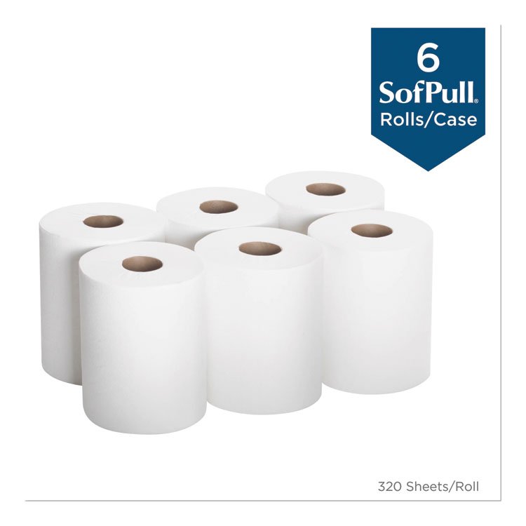 SofPull Center-Pull Perforated Paper Towels, 1-Ply, 7.8 x 15, White, 320/Roll, 6 Rolls/Carton - Image 2