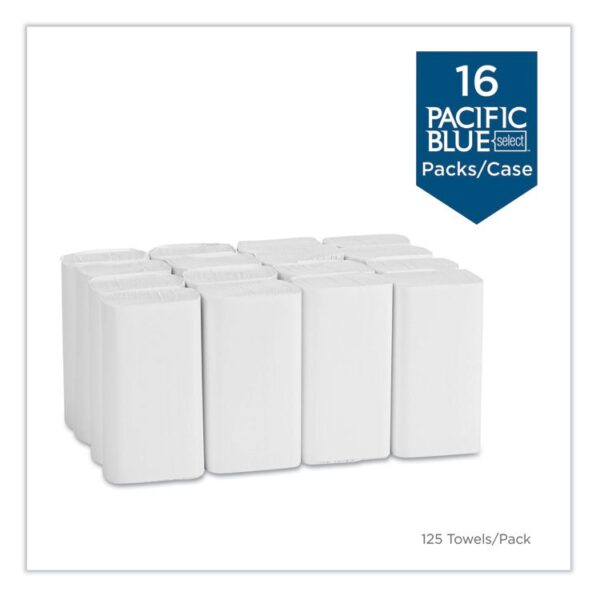 Blue Select Multi-Fold 2 Ply Paper Towel, 9.2 x 9.4, White, 125/Pack, 16 Packs/Carton - Image 3