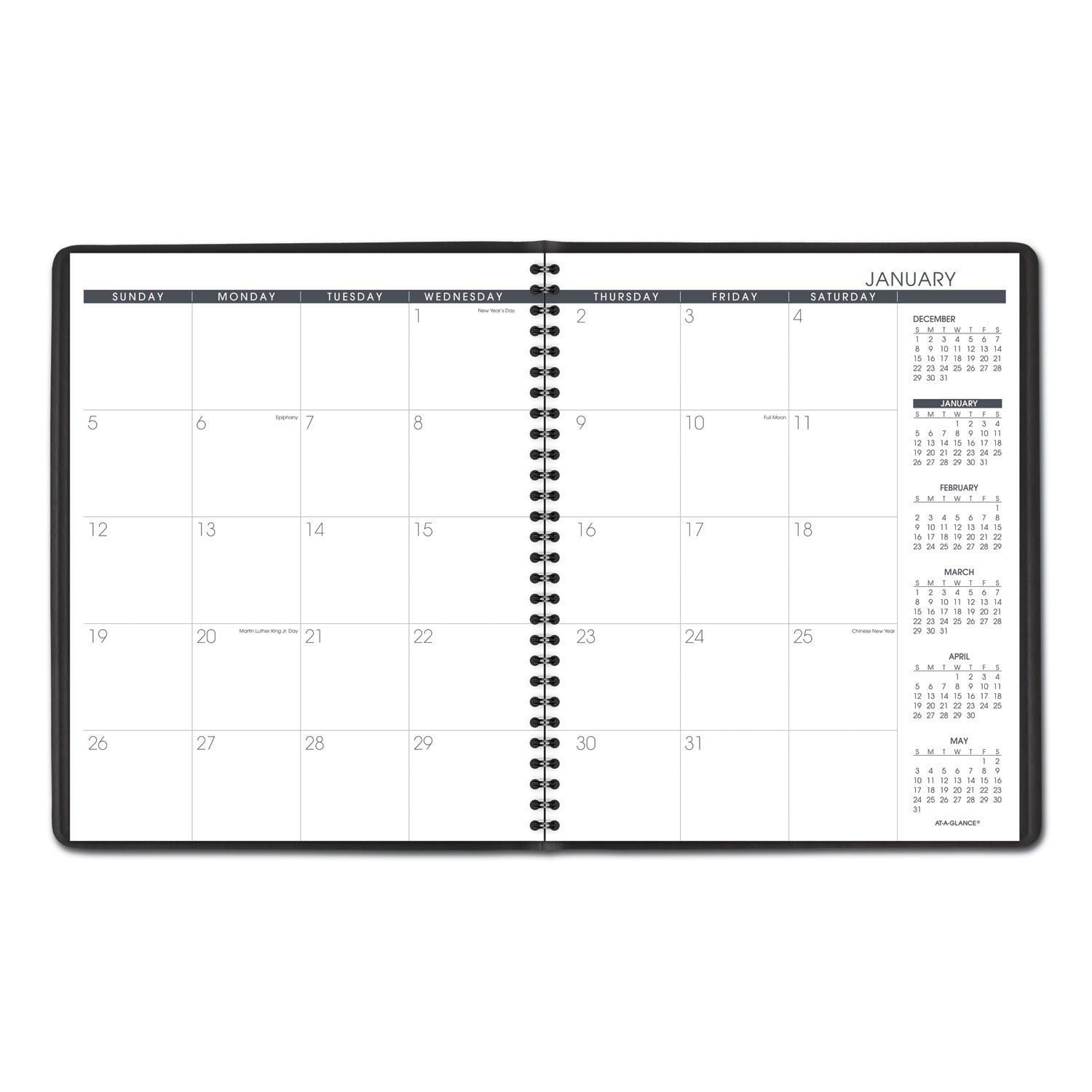 Monthly Planner, 11 x 9, Black Cover, 15-Month: Jan 2025 to Mar 2026