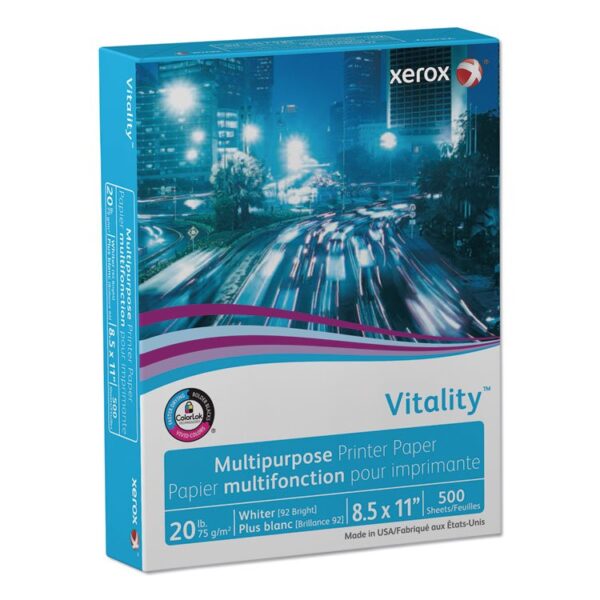 Vitality Multipurpose Print Paper, 92 Bright, 20 lb Bond Weight, 8.5 x 11, White, 500 Sheets/Ream, 10 Reams/Carton - Image 2