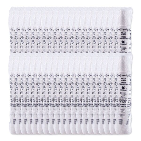 Foam Drink Cups, 10 oz, White, 25/Bag, 40 Bags/Carton - Image 3