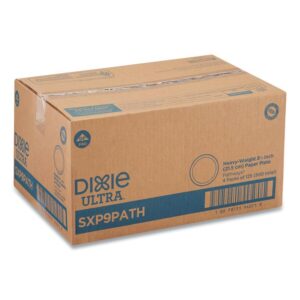 Pathways Soak Proof Shield Heavyweight Paper Plates, WiseSize, 8.5" dia, Green/Burgundy, 500/Carton