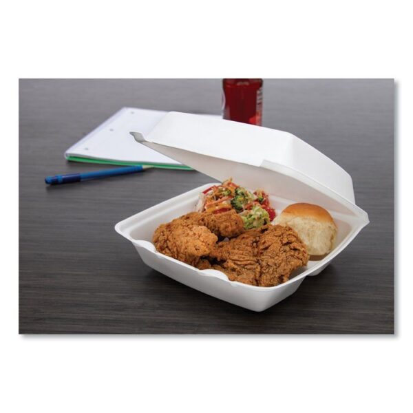 Foam Hinged Lid Containers, 3 Compartments, 8.38 x 7.78 x 3.25, 200/Carton - Image 5