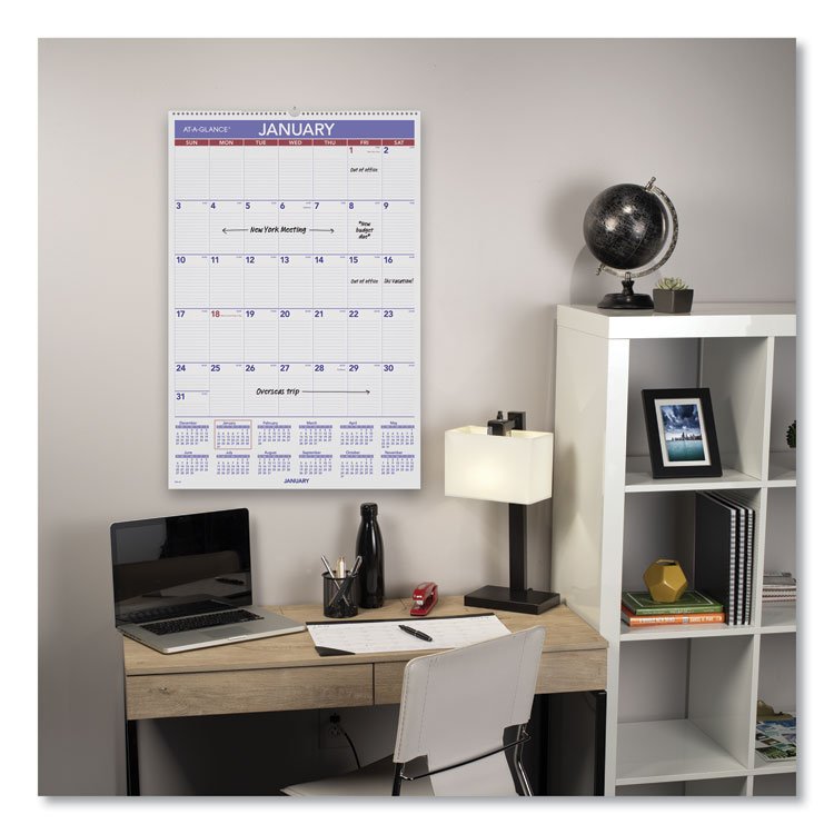 Monthly Wall Calendar with Ruled Daily Blocks, 20 x 30, White Sheets, 12-Month (Jan to Dec): 2025