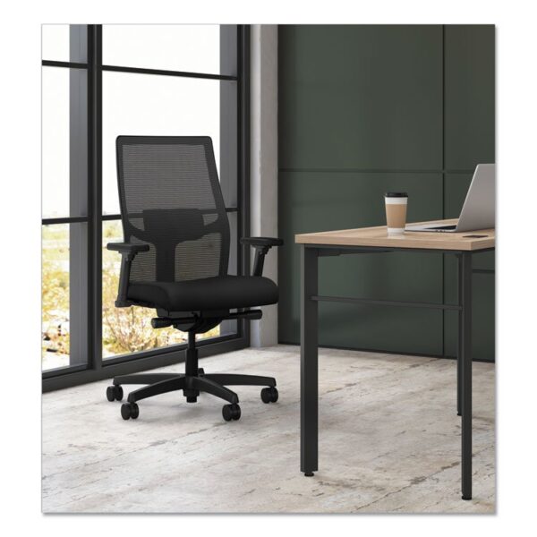 Ignition 2.0 4-Way Stretch Mid-Back Mesh Task Chair, Adjustable Lumbar Support, Black Seat/Back, Black Base - Image 3