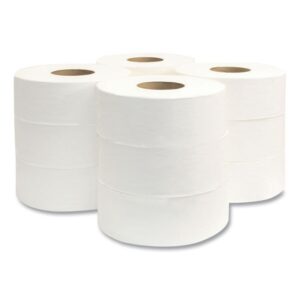 Jumbo Bath Tissue, Septic Safe, 2-Ply, White, 3.3" x 625 ft, 12 Rolls/Carton