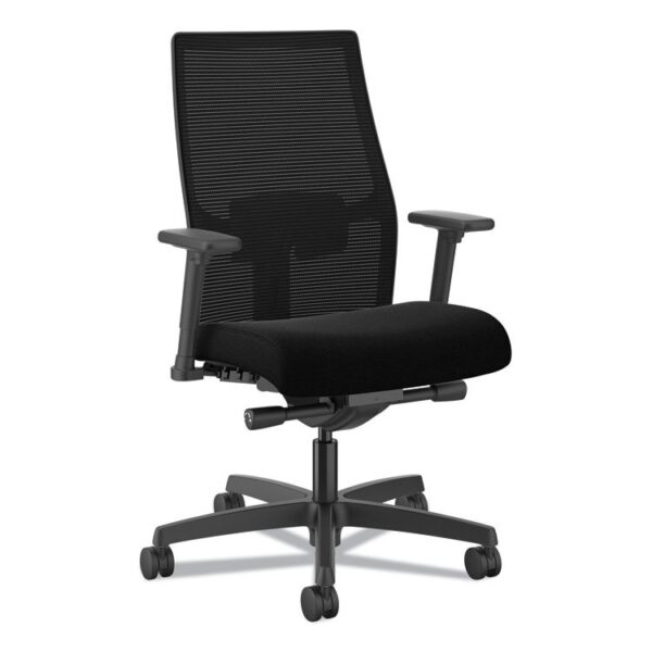 Ignition 2.0 4-Way Stretch Mid-Back Mesh Task Chair, Adjustable Lumbar Support, Black Seat/Back, Black Base - Image 5